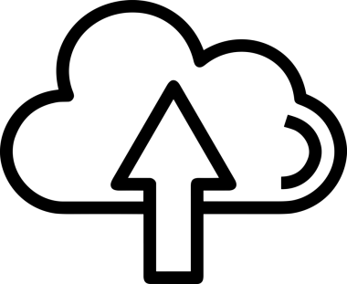 Siyah ve Beyaz Logo Simgesi PNG Biçimini Yükle. Web Sitesi Düğmesi, Mobil Uygulama Arayüzü, Dosya Aktarımı, Belge Paylaşımı, Bulut Depolama ve Veri Yedekleme için Minimalist Düz Tasarımlı Tek Renkli Ok Gönderme İşareti Grafiksel Elemanı