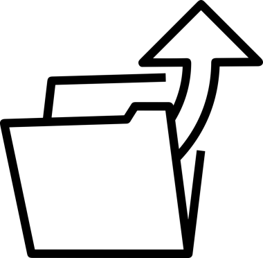 Siyah ve Beyaz Logo Simgesi PNG Biçimini Yükle. Web Sitesi Düğmesi, Mobil Uygulama Arayüzü, Dosya Aktarımı, Belge Paylaşımı, Bulut Depolama ve Veri Yedekleme için Minimalist Düz Tasarımlı Tek Renkli Ok Gönderme İşareti Grafiksel Elemanı