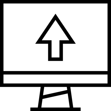 Siyah ve Beyaz Logo Simgesi PNG Biçimini Yükle. Web Sitesi Düğmesi, Mobil Uygulama Arayüzü, Dosya Aktarımı, Belge Paylaşımı, Bulut Depolama ve Veri Yedekleme için Minimalist Düz Tasarımlı Tek Renkli Ok Gönderme İşareti Grafiksel Elemanı