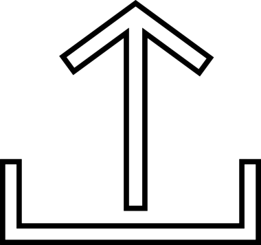 Siyah ve Beyaz Logo Simgesi PNG Biçimini Yükle. Web Sitesi Düğmesi, Mobil Uygulama Arayüzü, Dosya Aktarımı, Belge Paylaşımı, Bulut Depolama ve Veri Yedekleme için Minimalist Düz Tasarımlı Tek Renkli Ok Gönderme İşareti Grafiksel Elemanı