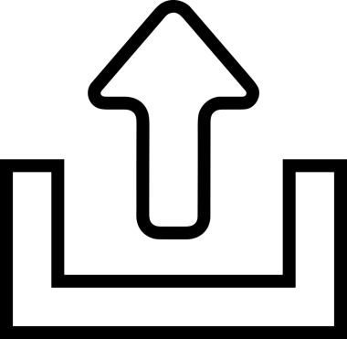 Siyah ve Beyaz Logo Simgesi PNG Biçimini Yükle. Web Sitesi Düğmesi, Mobil Uygulama Arayüzü, Dosya Aktarımı, Belge Paylaşımı, Bulut Depolama ve Veri Yedekleme için Minimalist Düz Tasarımlı Tek Renkli Ok Gönderme İşareti Grafiksel Elemanı