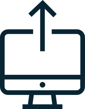 Siyah ve Beyaz Logo Simgesi PNG Biçimini Yükle. Web Sitesi Düğmesi, Mobil Uygulama Arayüzü, Dosya Aktarımı, Belge Paylaşımı, Bulut Depolama ve Veri Yedekleme için Minimalist Düz Tasarımlı Tek Renkli Ok Gönderme İşareti Grafiksel Elemanı