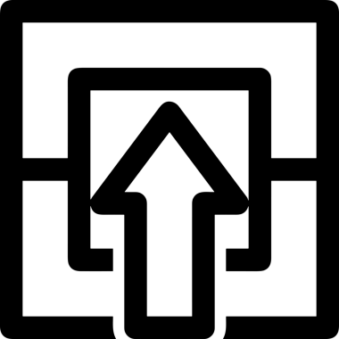 Siyah ve Beyaz Logo Simgesi PNG Biçimini Yükle. Web Sitesi Düğmesi, Mobil Uygulama Arayüzü, Dosya Aktarımı, Belge Paylaşımı, Bulut Depolama ve Veri Yedekleme için Minimalist Düz Tasarımlı Tek Renkli Ok Gönderme İşareti Grafiksel Elemanı