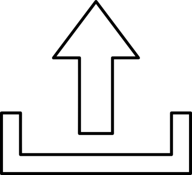 Siyah ve Beyaz Logo Simgesi PNG Biçimini Yükle. Web Sitesi Düğmesi, Mobil Uygulama Arayüzü, Dosya Aktarımı, Belge Paylaşımı, Bulut Depolama ve Veri Yedekleme için Minimalist Düz Tasarımlı Tek Renkli Ok Gönderme İşareti Grafiksel Elemanı