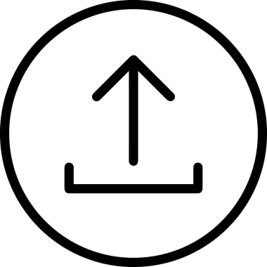 Siyah ve Beyaz Logo Simgesi PNG Biçimini Yükle. Web Sitesi Düğmesi, Mobil Uygulama Arayüzü, Dosya Aktarımı, Belge Paylaşımı, Bulut Depolama ve Veri Yedekleme için Minimalist Düz Tasarımlı Tek Renkli Ok Gönderme İşareti Grafiksel Elemanı