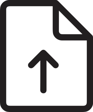 Siyah ve Beyaz Logo Simgesi PNG Biçimini Yükle. Web Sitesi Düğmesi, Mobil Uygulama Arayüzü, Dosya Aktarımı, Belge Paylaşımı, Bulut Depolama ve Veri Yedekleme için Minimalist Düz Tasarımlı Tek Renkli Ok Gönderme İşareti Grafiksel Elemanı