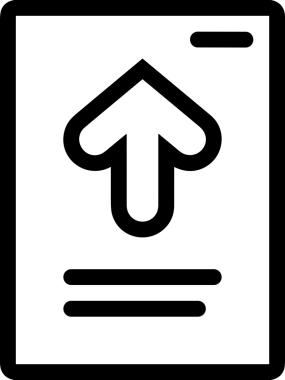 Siyah ve Beyaz Logo Simgesi PNG Biçimini Yükle. Web Sitesi Düğmesi, Mobil Uygulama Arayüzü, Dosya Aktarımı, Belge Paylaşımı, Bulut Depolama ve Veri Yedekleme için Minimalist Düz Tasarımlı Tek Renkli Ok Gönderme İşareti Grafiksel Elemanı