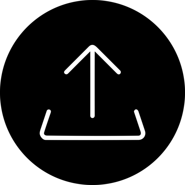 Siyah ve Beyaz Logo Simgesi PNG Biçimini Yükle. Web Sitesi Düğmesi, Mobil Uygulama Arayüzü, Dosya Aktarımı, Belge Paylaşımı, Bulut Depolama ve Veri Yedekleme için Minimalist Düz Tasarımlı Tek Renkli Ok Gönderme İşareti Grafiksel Elemanı