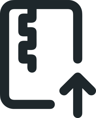 Siyah ve Beyaz Logo Simgesi PNG Biçimini Yükle. Web Sitesi Düğmesi, Mobil Uygulama Arayüzü, Dosya Aktarımı, Belge Paylaşımı, Bulut Depolama ve Veri Yedekleme için Minimalist Düz Tasarımlı Tek Renkli Ok Gönderme İşareti Grafiksel Elemanı