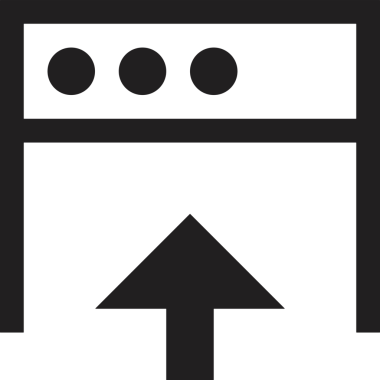 Siyah ve Beyaz Logo Simgesi PNG Biçimini Yükle. Web Sitesi Düğmesi, Mobil Uygulama Arayüzü, Dosya Aktarımı, Belge Paylaşımı, Bulut Depolama ve Veri Yedekleme için Minimalist Düz Tasarımlı Tek Renkli Ok Gönderme İşareti Grafiksel Elemanı