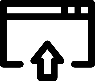 Siyah ve Beyaz Logo Simgesi PNG Biçimini Yükle. Web Sitesi Düğmesi, Mobil Uygulama Arayüzü, Dosya Aktarımı, Belge Paylaşımı, Bulut Depolama ve Veri Yedekleme için Minimalist Düz Tasarımlı Tek Renkli Ok Gönderme İşareti Grafiksel Elemanı