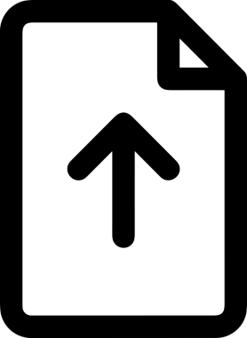 Siyah ve Beyaz Logo Simgesi PNG Biçimini Yükle. Web Sitesi Düğmesi, Mobil Uygulama Arayüzü, Dosya Aktarımı, Belge Paylaşımı, Bulut Depolama ve Veri Yedekleme için Minimalist Düz Tasarımlı Tek Renkli Ok Gönderme İşareti Grafiksel Elemanı