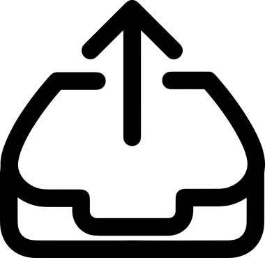 Siyah ve Beyaz Logo Simgesi PNG Biçimini Yükle. Web Sitesi Düğmesi, Mobil Uygulama Arayüzü, Dosya Aktarımı, Belge Paylaşımı, Bulut Depolama ve Veri Yedekleme için Minimalist Düz Tasarımlı Tek Renkli Ok Gönderme İşareti Grafiksel Elemanı