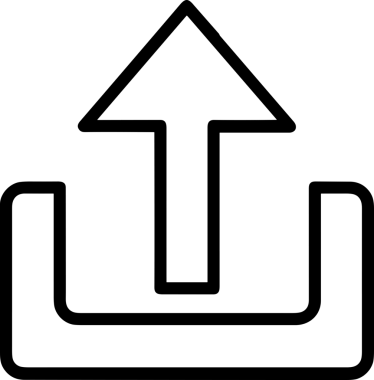 Siyah ve Beyaz Logo Simgesi PNG Biçimini Yükle. Web Sitesi Düğmesi, Mobil Uygulama Arayüzü, Dosya Aktarımı, Belge Paylaşımı, Bulut Depolama ve Veri Yedekleme için Minimalist Düz Tasarımlı Tek Renkli Ok Gönderme İşareti Grafiksel Elemanı