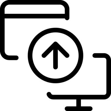 Siyah ve Beyaz Logo Simgesi PNG Biçimini Yükle. Web Sitesi Düğmesi, Mobil Uygulama Arayüzü, Dosya Aktarımı, Belge Paylaşımı, Bulut Depolama ve Veri Yedekleme için Minimalist Düz Tasarımlı Tek Renkli Ok Gönderme İşareti Grafiksel Elemanı
