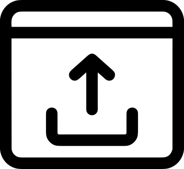 Siyah ve Beyaz Logo Simgesi PNG Biçimini Yükle. Web Sitesi Düğmesi, Mobil Uygulama Arayüzü, Dosya Aktarımı, Belge Paylaşımı, Bulut Depolama ve Veri Yedekleme için Minimalist Düz Tasarımlı Tek Renkli Ok Gönderme İşareti Grafiksel Elemanı