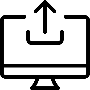 Siyah ve Beyaz Logo Simgesi PNG Biçimini Yükle. Web Sitesi Düğmesi, Mobil Uygulama Arayüzü, Dosya Aktarımı, Belge Paylaşımı, Bulut Depolama ve Veri Yedekleme için Minimalist Düz Tasarımlı Tek Renkli Ok Gönderme İşareti Grafiksel Elemanı