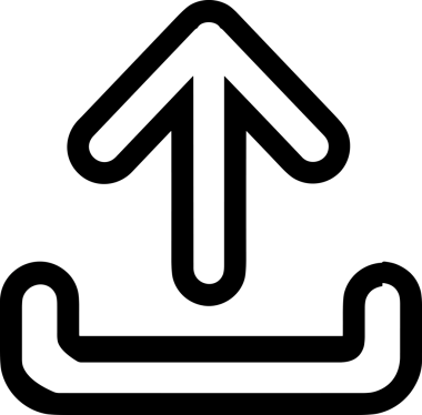 Siyah ve Beyaz Logo Simgesi PNG Biçimini Yükle. Web Sitesi Düğmesi, Mobil Uygulama Arayüzü, Dosya Aktarımı, Belge Paylaşımı, Bulut Depolama ve Veri Yedekleme için Minimalist Düz Tasarımlı Tek Renkli Ok Gönderme İşareti Grafiksel Elemanı