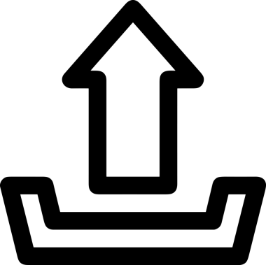 Siyah ve Beyaz Logo Simgesi PNG Biçimini Yükle. Web Sitesi Düğmesi, Mobil Uygulama Arayüzü, Dosya Aktarımı, Belge Paylaşımı, Bulut Depolama ve Veri Yedekleme için Minimalist Düz Tasarımlı Tek Renkli Ok Gönderme İşareti Grafiksel Elemanı