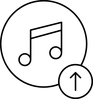 Siyah ve Beyaz Logo Simgesi PNG Biçimini Yükle. Web Sitesi Düğmesi, Mobil Uygulama Arayüzü, Dosya Aktarımı, Belge Paylaşımı, Bulut Depolama ve Veri Yedekleme için Minimalist Düz Tasarımlı Tek Renkli Ok Gönderme İşareti Grafiksel Elemanı