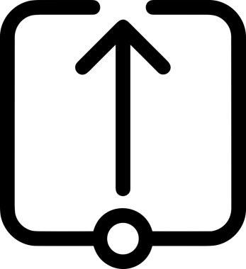 Siyah ve Beyaz Logo Simgesi PNG Biçimini Yükle. Web Sitesi Düğmesi, Mobil Uygulama Arayüzü, Dosya Aktarımı, Belge Paylaşımı, Bulut Depolama ve Veri Yedekleme için Minimalist Düz Tasarımlı Tek Renkli Ok Gönderme İşareti Grafiksel Elemanı