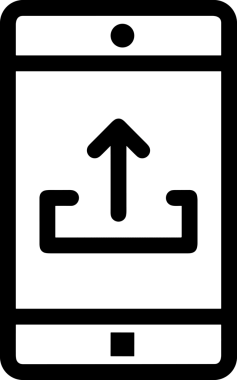 Siyah ve Beyaz Logo Simgesi PNG Biçimini Yükle. Web Sitesi Düğmesi, Mobil Uygulama Arayüzü, Dosya Aktarımı, Belge Paylaşımı, Bulut Depolama ve Veri Yedekleme için Minimalist Düz Tasarımlı Tek Renkli Ok Gönderme İşareti Grafiksel Elemanı