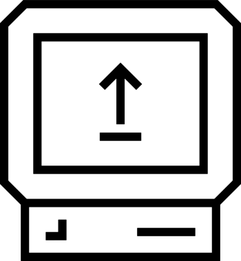 Siyah ve Beyaz Logo Simgesi PNG Biçimini Yükle. Web Sitesi Düğmesi, Mobil Uygulama Arayüzü, Dosya Aktarımı, Belge Paylaşımı, Bulut Depolama ve Veri Yedekleme için Minimalist Düz Tasarımlı Tek Renkli Ok Gönderme İşareti Grafiksel Elemanı