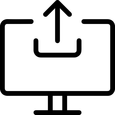 Siyah ve Beyaz Logo Simgesi PNG Biçimini Yükle. Web Sitesi Düğmesi, Mobil Uygulama Arayüzü, Dosya Aktarımı, Belge Paylaşımı, Bulut Depolama ve Veri Yedekleme için Minimalist Düz Tasarımlı Tek Renkli Ok Gönderme İşareti Grafiksel Elemanı