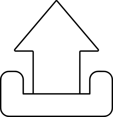 Siyah ve Beyaz Logo Simgesi PNG Biçimini Yükle. Web Sitesi Düğmesi, Mobil Uygulama Arayüzü, Dosya Aktarımı, Belge Paylaşımı, Bulut Depolama ve Veri Yedekleme için Minimalist Düz Tasarımlı Tek Renkli Ok Gönderme İşareti Grafiksel Elemanı