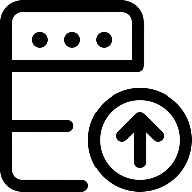 Siyah ve Beyaz Logo Simgesi PNG Biçimini Yükle. Web Sitesi Düğmesi, Mobil Uygulama Arayüzü, Dosya Aktarımı, Belge Paylaşımı, Bulut Depolama ve Veri Yedekleme için Minimalist Düz Tasarımlı Tek Renkli Ok Gönderme İşareti Grafiksel Elemanı