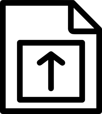 Siyah ve Beyaz Logo Simgesi PNG Biçimini Yükle. Web Sitesi Düğmesi, Mobil Uygulama Arayüzü, Dosya Aktarımı, Belge Paylaşımı, Bulut Depolama ve Veri Yedekleme için Minimalist Düz Tasarımlı Tek Renkli Ok Gönderme İşareti Grafiksel Elemanı