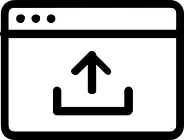 Siyah ve Beyaz Logo Simgesi PNG Biçimini Yükle. Web Sitesi Düğmesi, Mobil Uygulama Arayüzü, Dosya Aktarımı, Belge Paylaşımı, Bulut Depolama ve Veri Yedekleme için Minimalist Düz Tasarımlı Tek Renkli Ok Gönderme İşareti Grafiksel Elemanı