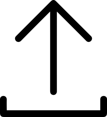 Siyah ve Beyaz Logo Simgesi PNG Biçimini Yükle. Web Sitesi Düğmesi, Mobil Uygulama Arayüzü, Dosya Aktarımı, Belge Paylaşımı, Bulut Depolama ve Veri Yedekleme için Minimalist Düz Tasarımlı Tek Renkli Ok Gönderme İşareti Grafiksel Elemanı