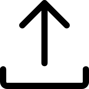 Siyah ve Beyaz Logo Simgesi PNG Biçimini Yükle. Web Sitesi Düğmesi, Mobil Uygulama Arayüzü, Dosya Aktarımı, Belge Paylaşımı, Bulut Depolama ve Veri Yedekleme için Minimalist Düz Tasarımlı Tek Renkli Ok Gönderme İşareti Grafiksel Elemanı