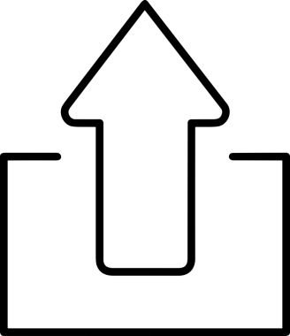 Siyah ve Beyaz Logo Simgesi PNG Biçimini Yükle. Web Sitesi Düğmesi, Mobil Uygulama Arayüzü, Dosya Aktarımı, Belge Paylaşımı, Bulut Depolama ve Veri Yedekleme için Minimalist Düz Tasarımlı Tek Renkli Ok Gönderme İşareti Grafiksel Elemanı