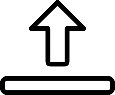 Siyah ve Beyaz Logo Simgesi PNG Biçimini Yükle. Web Sitesi Düğmesi, Mobil Uygulama Arayüzü, Dosya Aktarımı, Belge Paylaşımı, Bulut Depolama ve Veri Yedekleme için Minimalist Düz Tasarımlı Tek Renkli Ok Gönderme İşareti Grafiksel Elemanı