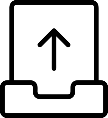 Siyah ve Beyaz Logo Simgesi PNG Biçimini Yükle. Web Sitesi Düğmesi, Mobil Uygulama Arayüzü, Dosya Aktarımı, Belge Paylaşımı, Bulut Depolama ve Veri Yedekleme için Minimalist Düz Tasarımlı Tek Renkli Ok Gönderme İşareti Grafiksel Elemanı