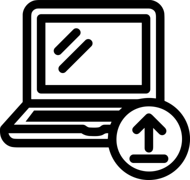 Siyah ve Beyaz Logo Simgesi PNG Biçimini Yükle. Web Sitesi Düğmesi, Mobil Uygulama Arayüzü, Dosya Aktarımı, Belge Paylaşımı, Bulut Depolama ve Veri Yedekleme için Minimalist Düz Tasarımlı Tek Renkli Ok Gönderme İşareti Grafiksel Elemanı