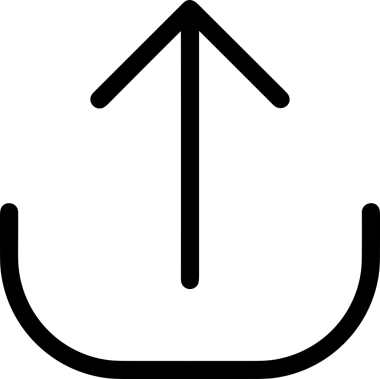 Siyah ve Beyaz Logo Simgesi PNG Biçimini Yükle. Web Sitesi Düğmesi, Mobil Uygulama Arayüzü, Dosya Aktarımı, Belge Paylaşımı, Bulut Depolama ve Veri Yedekleme için Minimalist Düz Tasarımlı Tek Renkli Ok Gönderme İşareti Grafiksel Elemanı