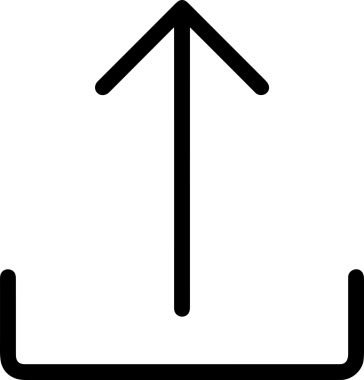 Siyah ve Beyaz Logo Simgesi PNG Biçimini Yükle. Web Sitesi Düğmesi, Mobil Uygulama Arayüzü, Dosya Aktarımı, Belge Paylaşımı, Bulut Depolama ve Veri Yedekleme için Minimalist Düz Tasarımlı Tek Renkli Ok Gönderme İşareti Grafiksel Elemanı