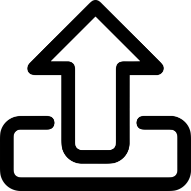 Siyah ve Beyaz Logo Simgesi PNG Biçimini Yükle. Web Sitesi Düğmesi, Mobil Uygulama Arayüzü, Dosya Aktarımı, Belge Paylaşımı, Bulut Depolama ve Veri Yedekleme için Minimalist Düz Tasarımlı Tek Renkli Ok Gönderme İşareti Grafiksel Elemanı