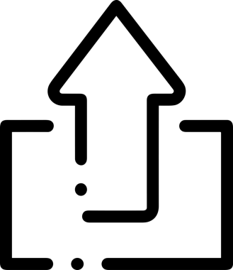 Siyah ve Beyaz Logo Simgesi PNG Biçimini Yükle. Web Sitesi Düğmesi, Mobil Uygulama Arayüzü, Dosya Aktarımı, Belge Paylaşımı, Bulut Depolama ve Veri Yedekleme için Minimalist Düz Tasarımlı Tek Renkli Ok Gönderme İşareti Grafiksel Elemanı