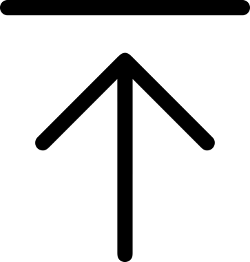 Siyah ve Beyaz Logo Simgesi PNG Biçimini Yükle. Web Sitesi Düğmesi, Mobil Uygulama Arayüzü, Dosya Aktarımı, Belge Paylaşımı, Bulut Depolama ve Veri Yedekleme için Minimalist Düz Tasarımlı Tek Renkli Ok Gönderme İşareti Grafiksel Elemanı