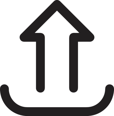 Siyah ve Beyaz Logo Simgesi PNG Biçimini Yükle. Web Sitesi Düğmesi, Mobil Uygulama Arayüzü, Dosya Aktarımı, Belge Paylaşımı, Bulut Depolama ve Veri Yedekleme için Minimalist Düz Tasarımlı Tek Renkli Ok Gönderme İşareti Grafiksel Elemanı