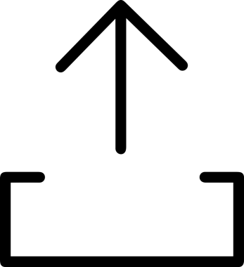 Siyah ve Beyaz Logo Simgesi PNG Biçimini Yükle. Web Sitesi Düğmesi, Mobil Uygulama Arayüzü, Dosya Aktarımı, Belge Paylaşımı, Bulut Depolama ve Veri Yedekleme için Minimalist Düz Tasarımlı Tek Renkli Ok Gönderme İşareti Grafiksel Elemanı