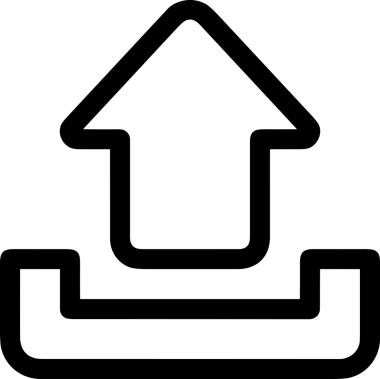Siyah ve Beyaz Logo Simgesi PNG Biçimini Yükle. Web Sitesi Düğmesi, Mobil Uygulama Arayüzü, Dosya Aktarımı, Belge Paylaşımı, Bulut Depolama ve Veri Yedekleme için Minimalist Düz Tasarımlı Tek Renkli Ok Gönderme İşareti Grafiksel Elemanı