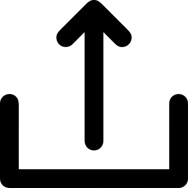 Siyah ve Beyaz Logo Simgesi PNG Biçimini Yükle. Web Sitesi Düğmesi, Mobil Uygulama Arayüzü, Dosya Aktarımı, Belge Paylaşımı, Bulut Depolama ve Veri Yedekleme için Minimalist Düz Tasarımlı Tek Renkli Ok Gönderme İşareti Grafiksel Elemanı