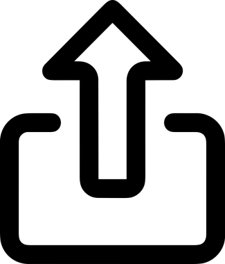 Siyah ve Beyaz Logo Simgesi PNG Biçimini Yükle. Web Sitesi Düğmesi, Mobil Uygulama Arayüzü, Dosya Aktarımı, Belge Paylaşımı, Bulut Depolama ve Veri Yedekleme için Minimalist Düz Tasarımlı Tek Renkli Ok Gönderme İşareti Grafiksel Elemanı