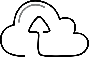 Siyah ve Beyaz Logo Simgesi PNG Biçimini Yükle. Web Sitesi Düğmesi, Mobil Uygulama Arayüzü, Dosya Aktarımı, Belge Paylaşımı, Bulut Depolama ve Veri Yedekleme için Minimalist Düz Tasarımlı Tek Renkli Ok Gönderme İşareti Grafiksel Elemanı