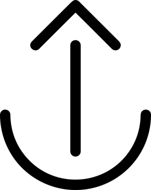 Siyah ve Beyaz Logo Simgesi PNG Biçimini Yükle. Web Sitesi Düğmesi, Mobil Uygulama Arayüzü, Dosya Aktarımı, Belge Paylaşımı, Bulut Depolama ve Veri Yedekleme için Minimalist Düz Tasarımlı Tek Renkli Ok Gönderme İşareti Grafiksel Elemanı